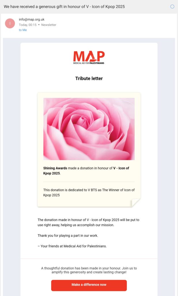 Icon of Kpop 2025 31 Tribute Letter V Icon of Kpop 2025