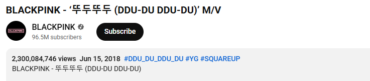 BLACKPINK's "DDU-DU DDU-DU" Becomes The First K-Pop Group MV To Reach 2.3 Billion Views on YouTube 3 Screenshot 2025 05 10 215718