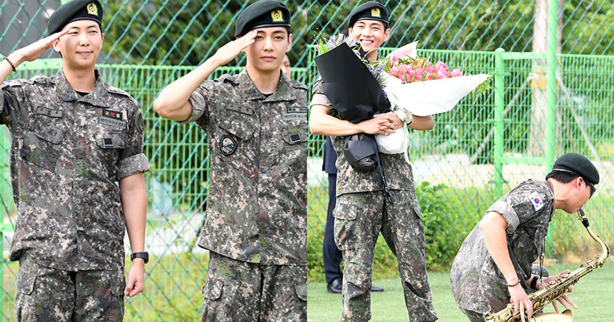 Take A First Look At BTS RM And V's Return To The Public Following Military Discharge