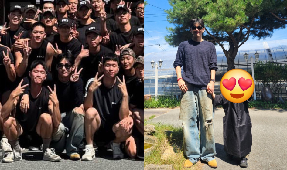 BTS’s V (Kim Taehyung) visits a junior from his former military unit to celebrate their discharge