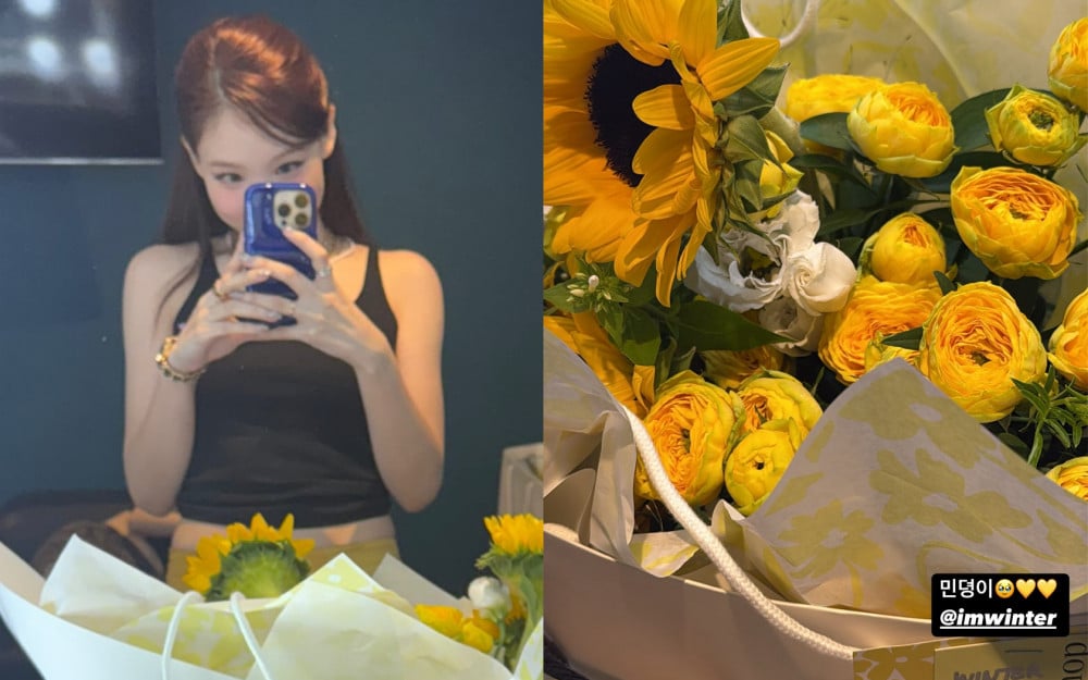 Nayeon showing off flowers from Winter