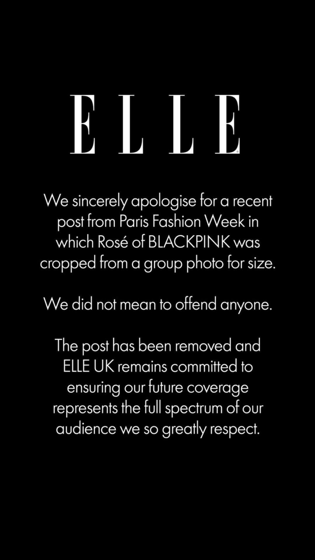 ELLE UK apology
