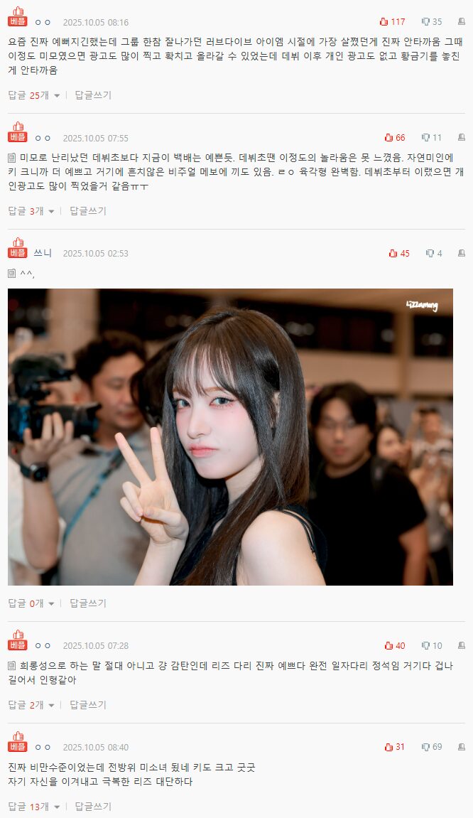 Korean netizen comments on Liz