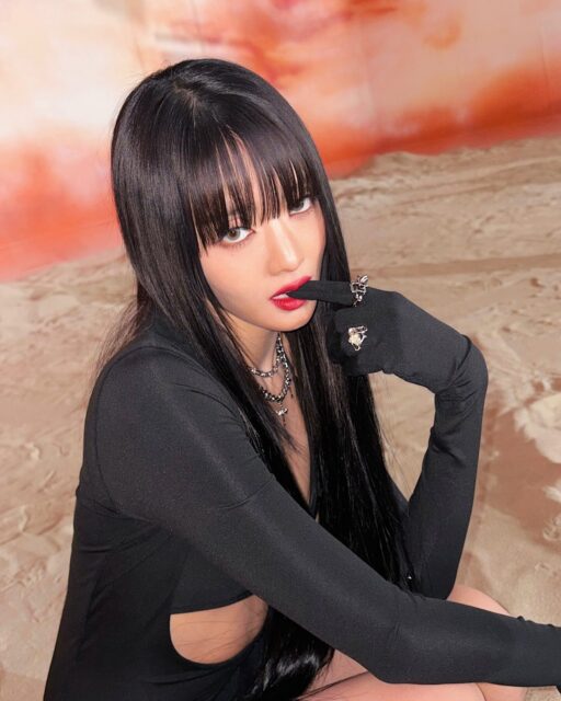 Minnie at the event, wearing the controversial outfit