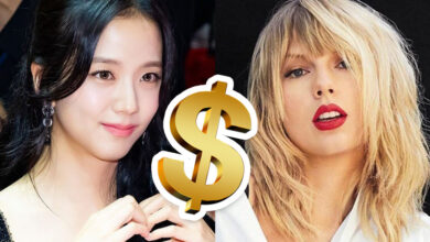 Jisoo and Taylor Swift in Clio Peppiatt dress