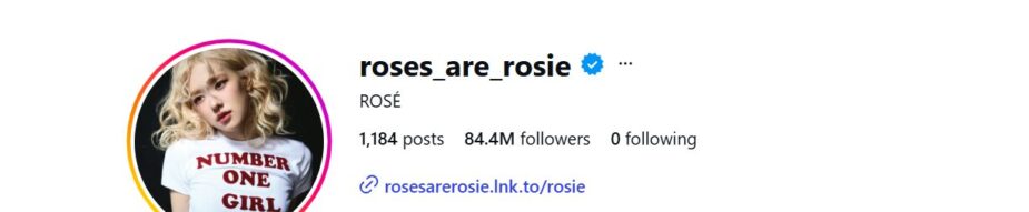 Rosé Instagram following count