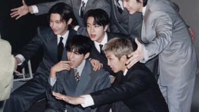 Top row: BTS’s Jimin, Jungkook, and Suga. Bottom row: BTS’s J-Hop, Jin, V, and RM