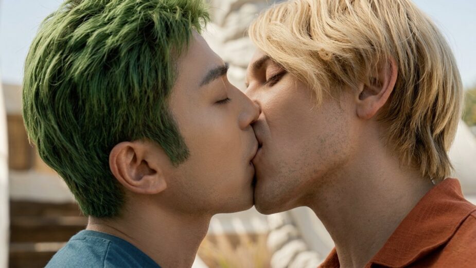 Sanji and Zoro deepfake kiss scene